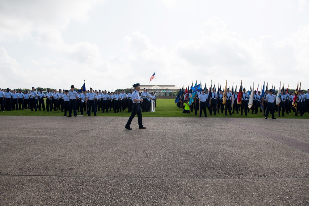 Major Gen. LaBrutta reviews BMT graduation one last time