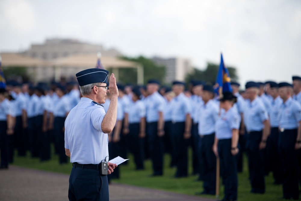 Major Gen. LaBrutta reviews BMT graduation one last time