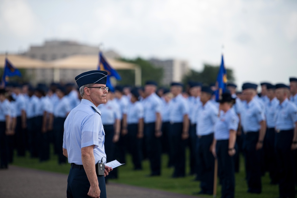 Major Gen. LaBrutta reviews BMT graduation one last time