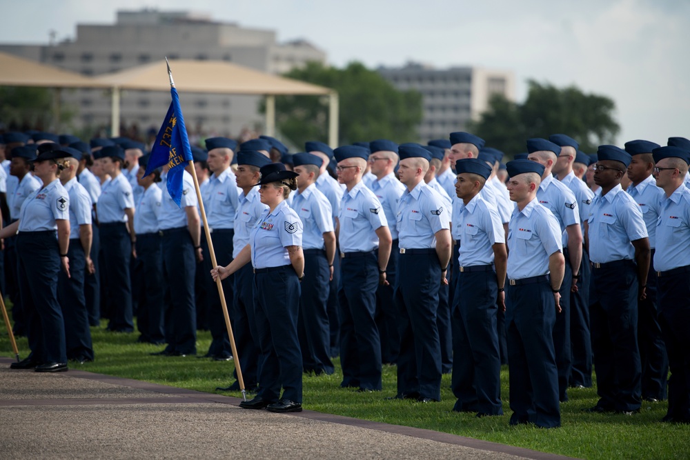 Major Gen. LaBrutta reviews BMT graduation one last time