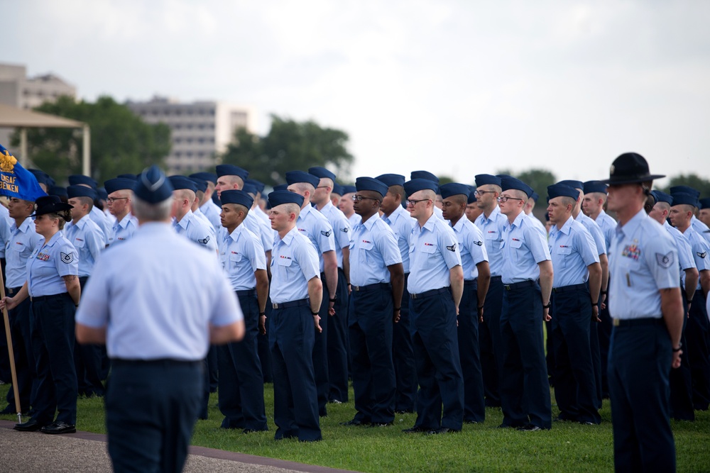 Major Gen. LaBrutta reviews BMT graduation one last time