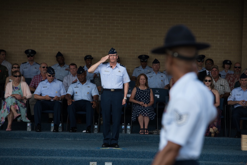 Major Gen. LaBrutta reviews BMT graduation one last time