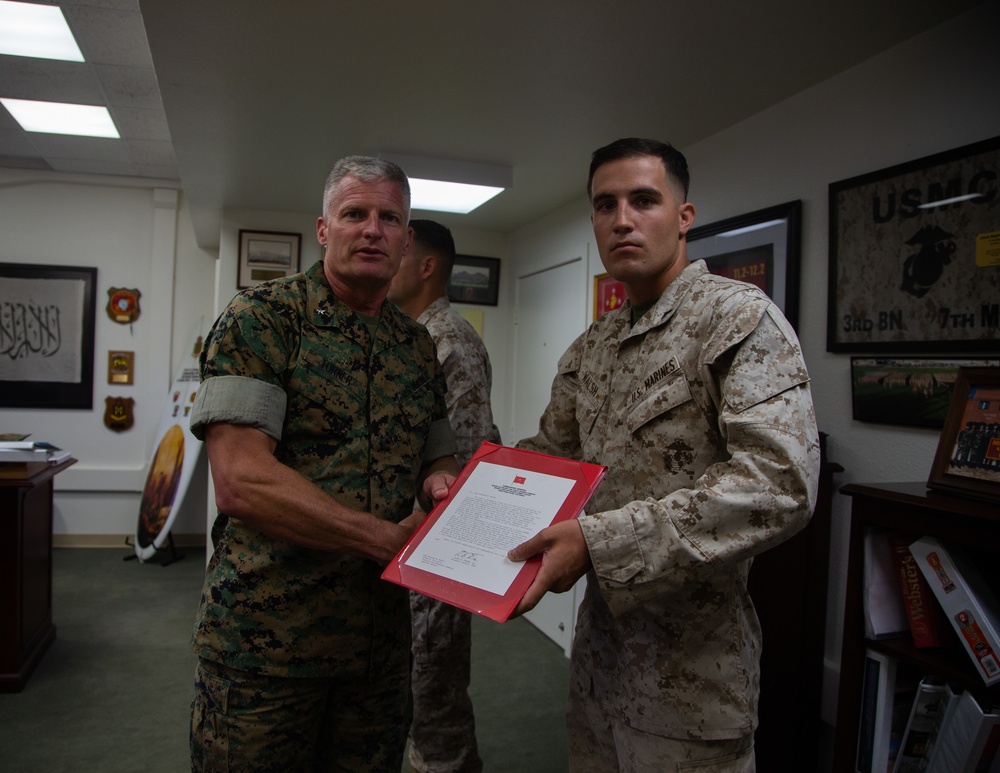 U.S. Marines Awarded Letter of Appreciation