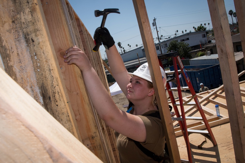 U.S. Navy Sailors volunteer for Habitat for Humanity during LAFW 2019.