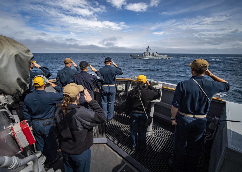 USS Gridley Renders Honors to USS Gravely