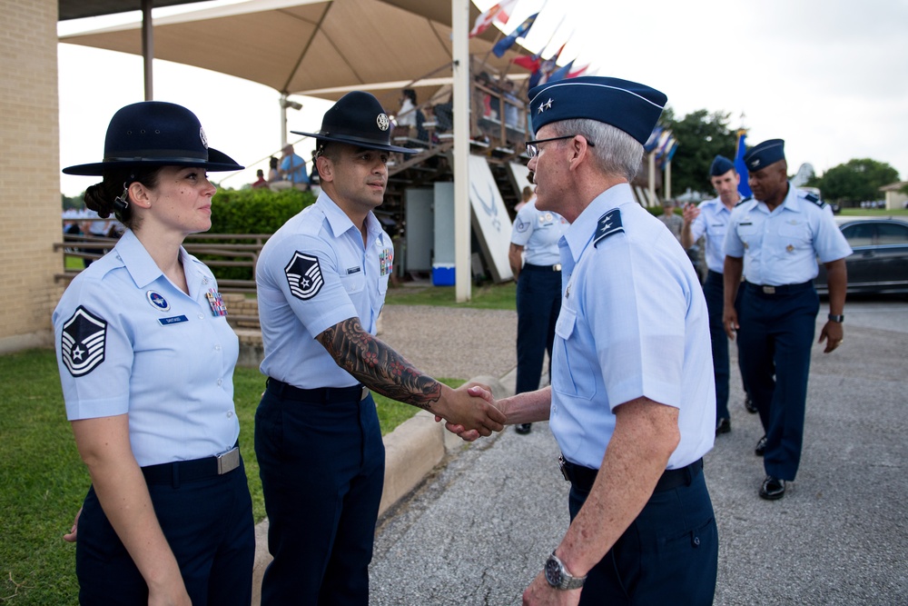 Major Gen. LaBrutta reviews BMT graduation one last time