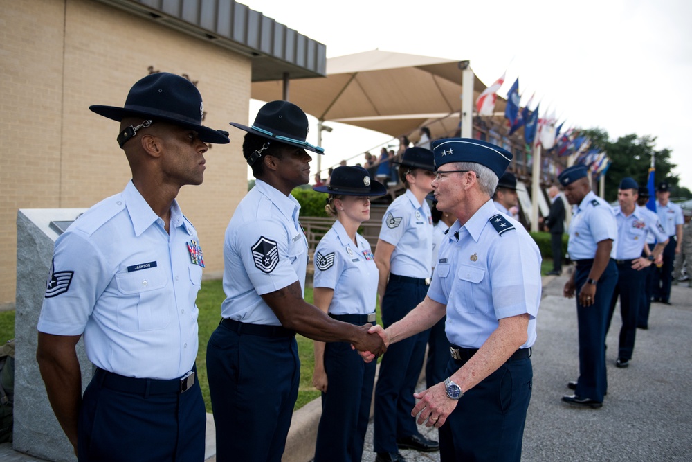 Major Gen. LaBrutta reviews BMT graduation one last time