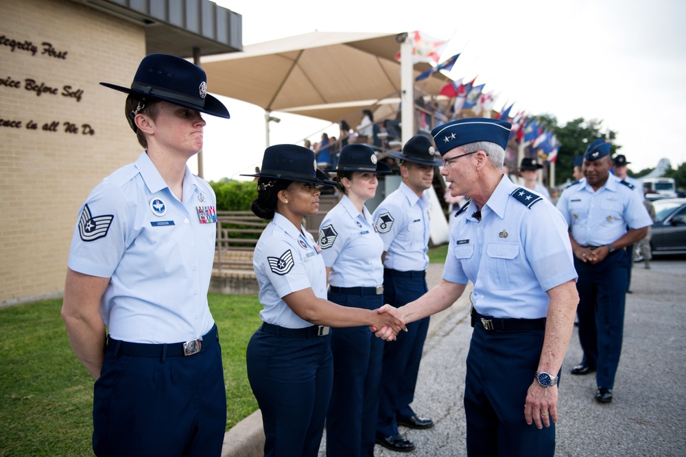 Major Gen. LaBrutta reviews BMT graduation one last time