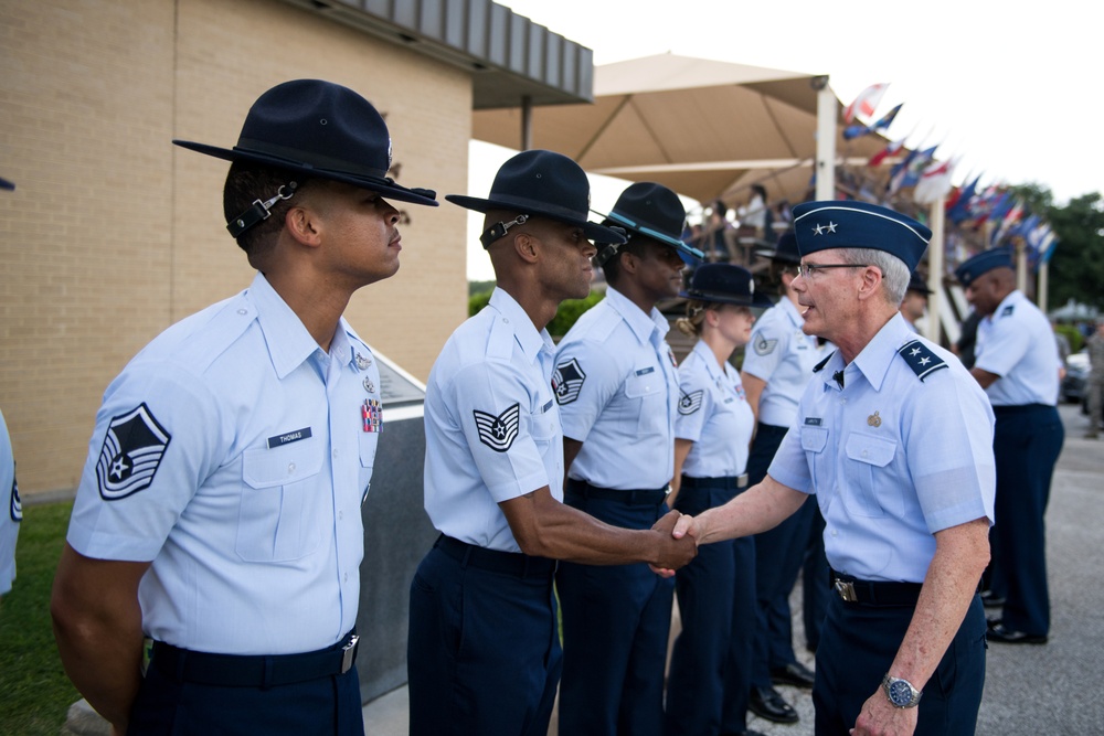 Major Gen. LaBrutta reviews BMT graduation one last time