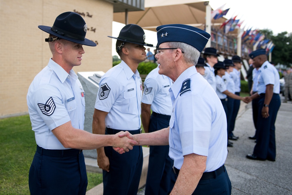 Major Gen. LaBrutta reviews BMT graduation one last time