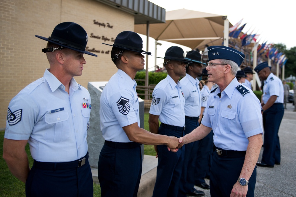 Major Gen. LaBrutta reviews BMT graduation one last time