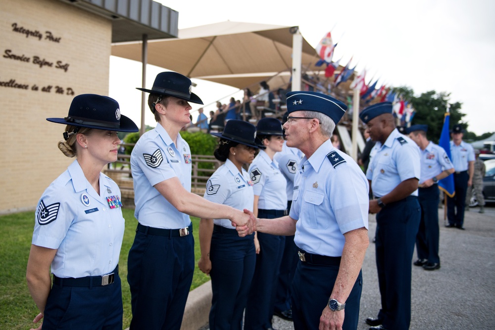 Major Gen. LaBrutta reviews BMT graduation one last time