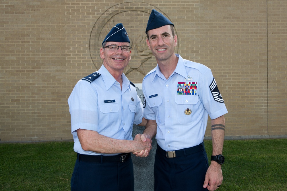 Major Gen. LaBrutta reviews BMT graduation one last time