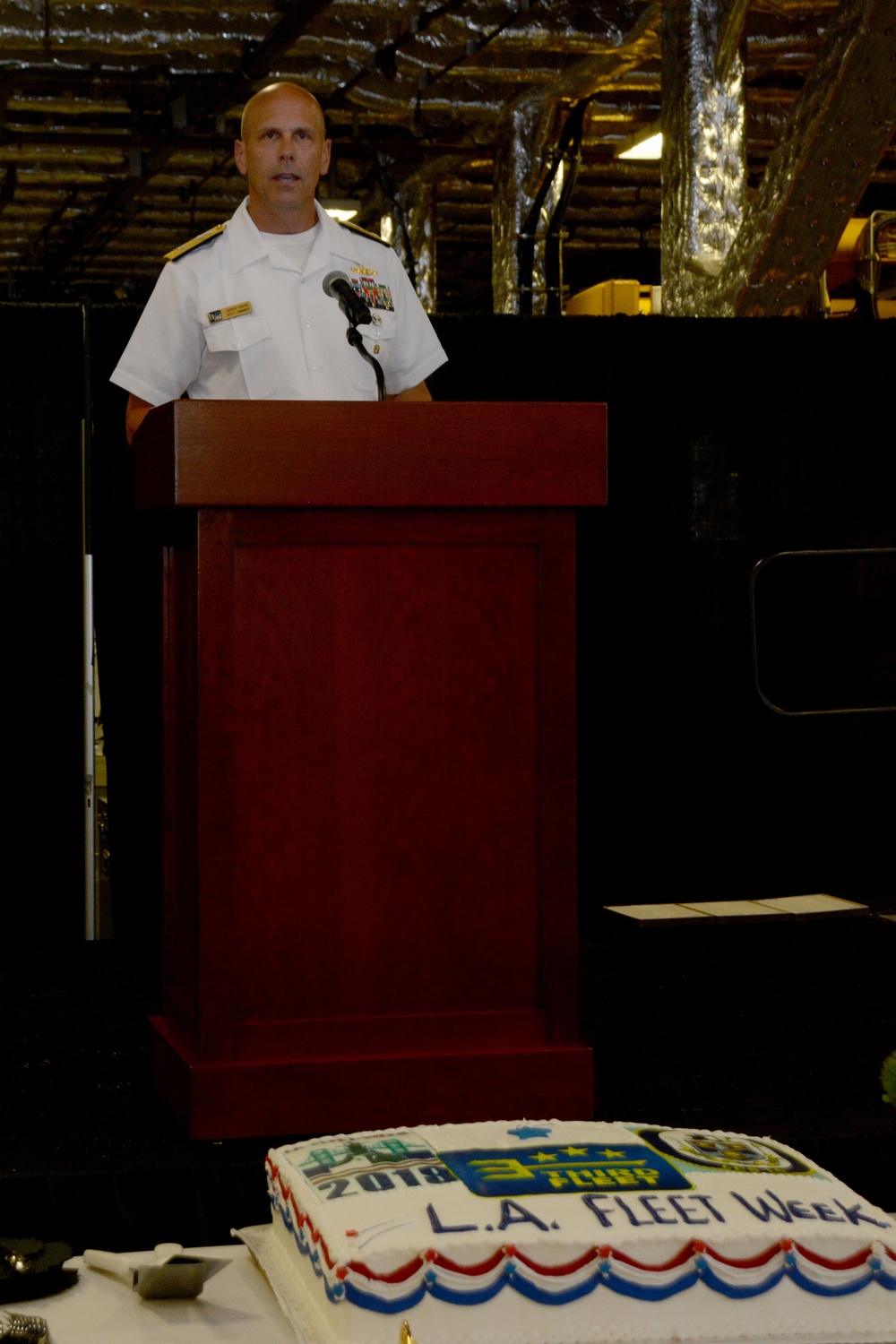 Rear Adm. Darren Hanson Speaks during Reception