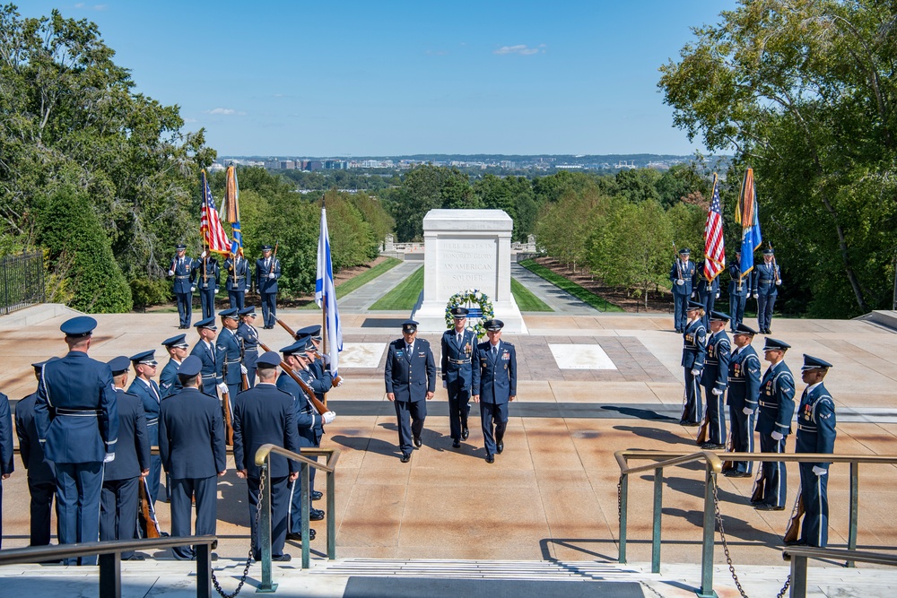 Commander of the Israeli Air Force Maj. Gen. Amikam Norkin Participates in an Air Force Full Honors Wreath-Laying Ceremony at the Tomb of the Unknown Soldier