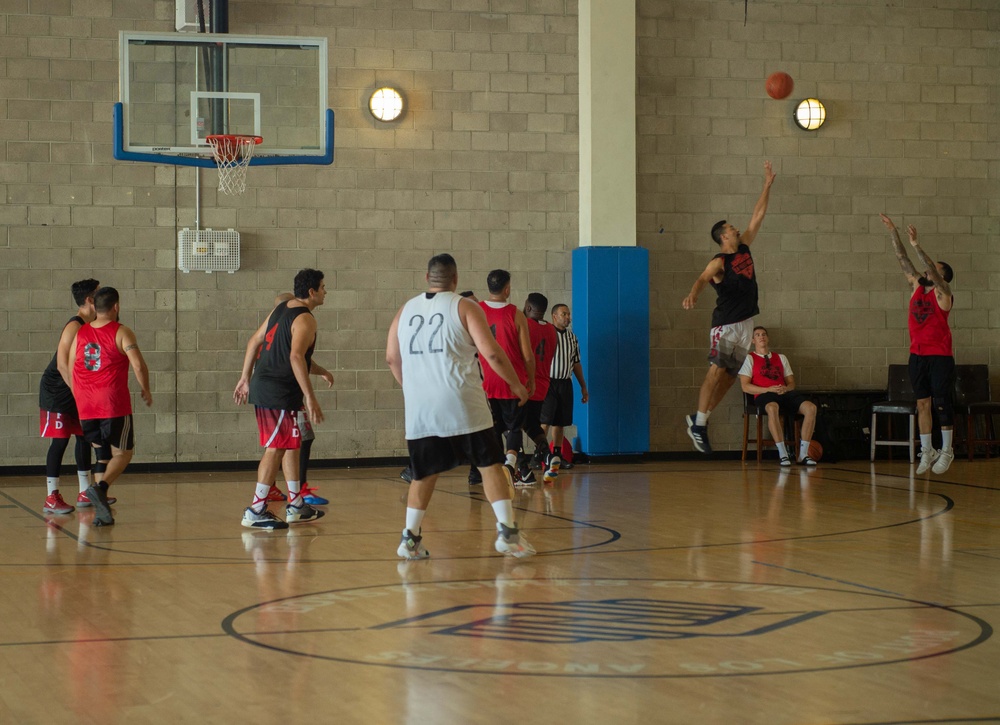 Basketball game at the Liberty Plaza Gym