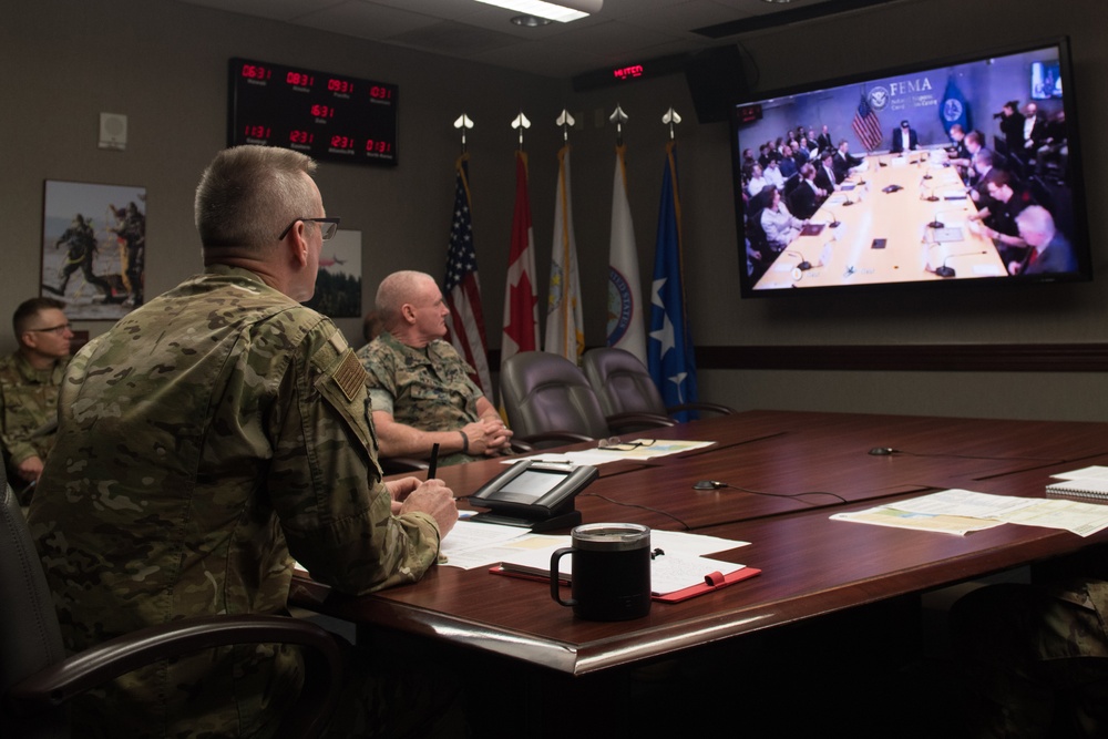 Gen. O'Shaughnessy participates in a VTC with FEMA and the POTUS