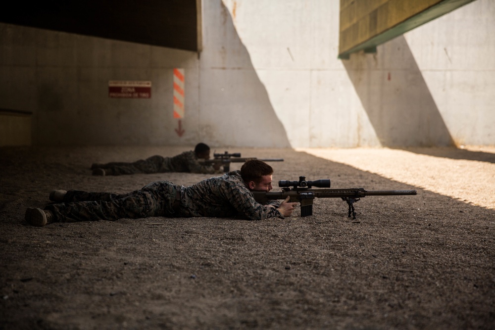 Marines participate in a stress shoot range