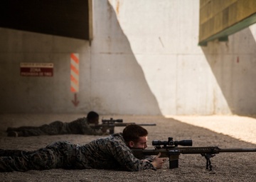 Marines participate in a stress shoot range
