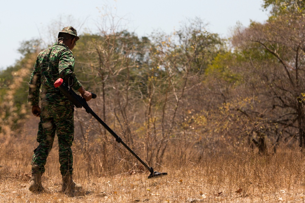 Timor-Leste Defense Force soldiers clear a grenade range during Hari'i Hamutuk 2019