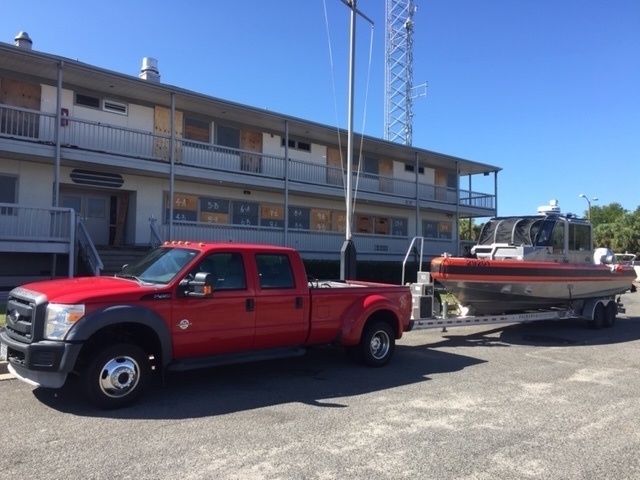 29-foot Response boat trailered at Coast Guard Station Tybee