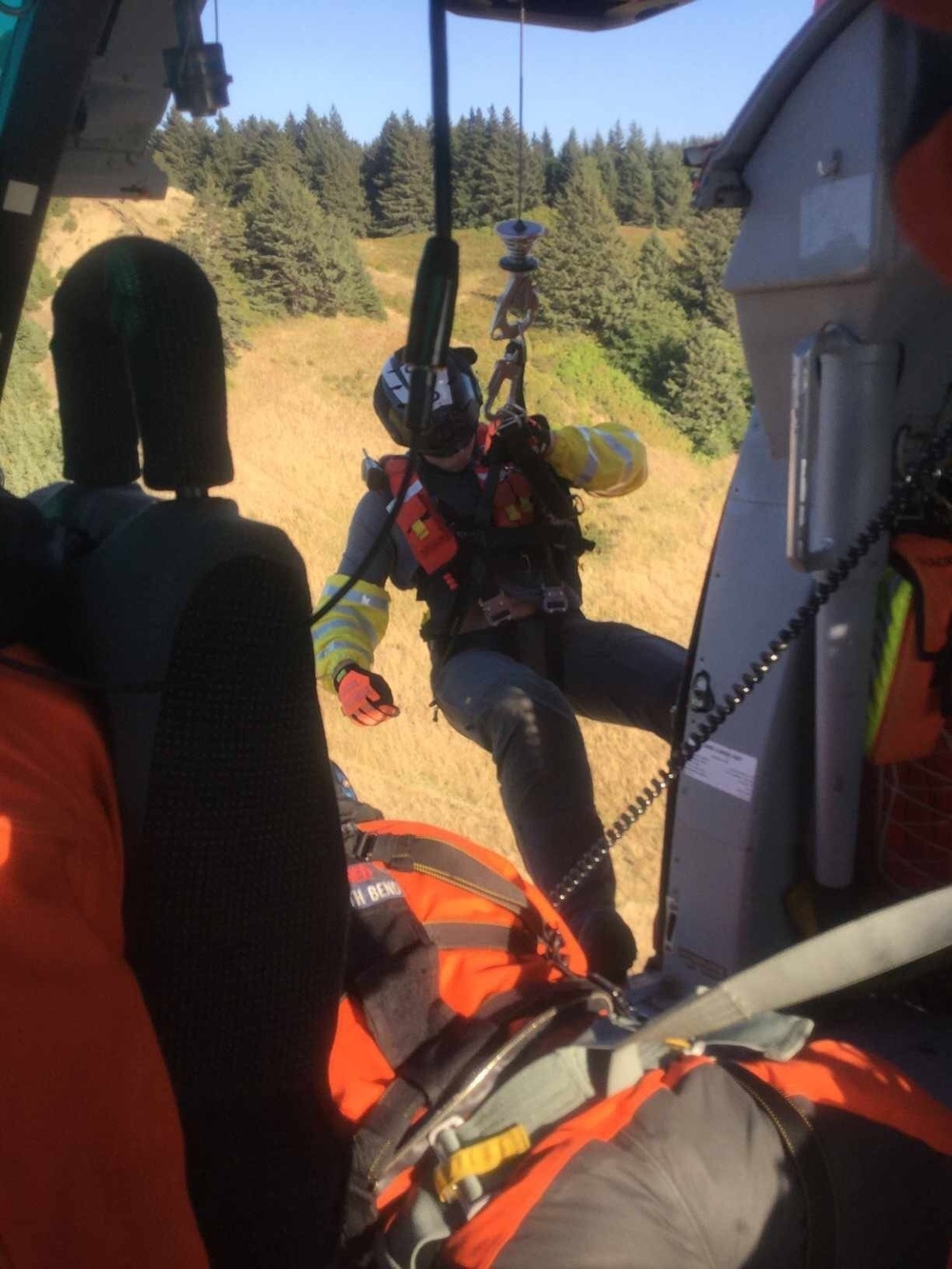 Coast Guard Air Facility Newport rescues man stranded on rocks near Lincoln City, Oregon..