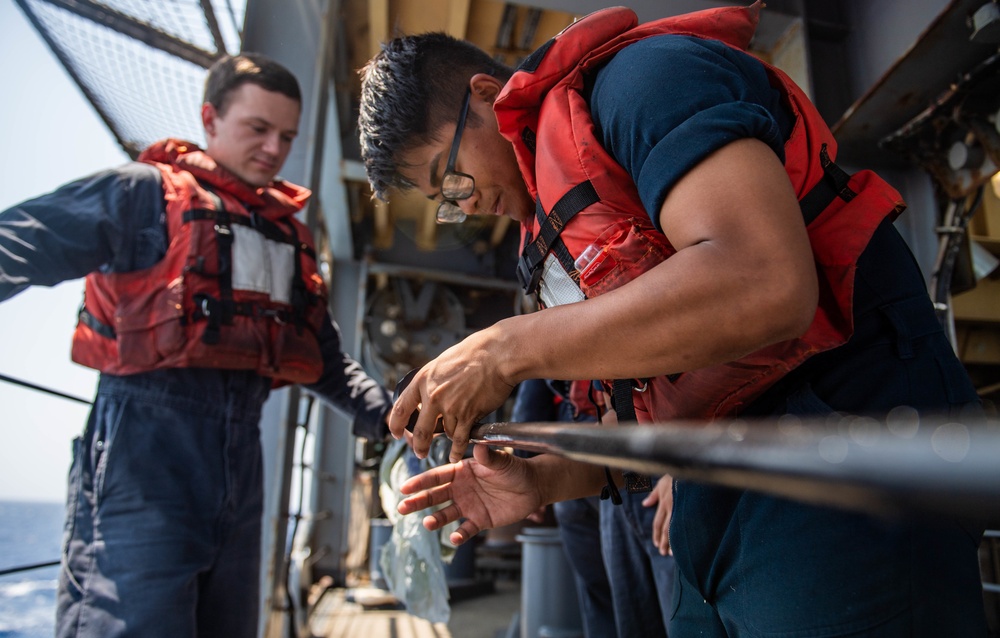 USS Harpers Ferry Streams a Nixie Torpedo Countermeasure System