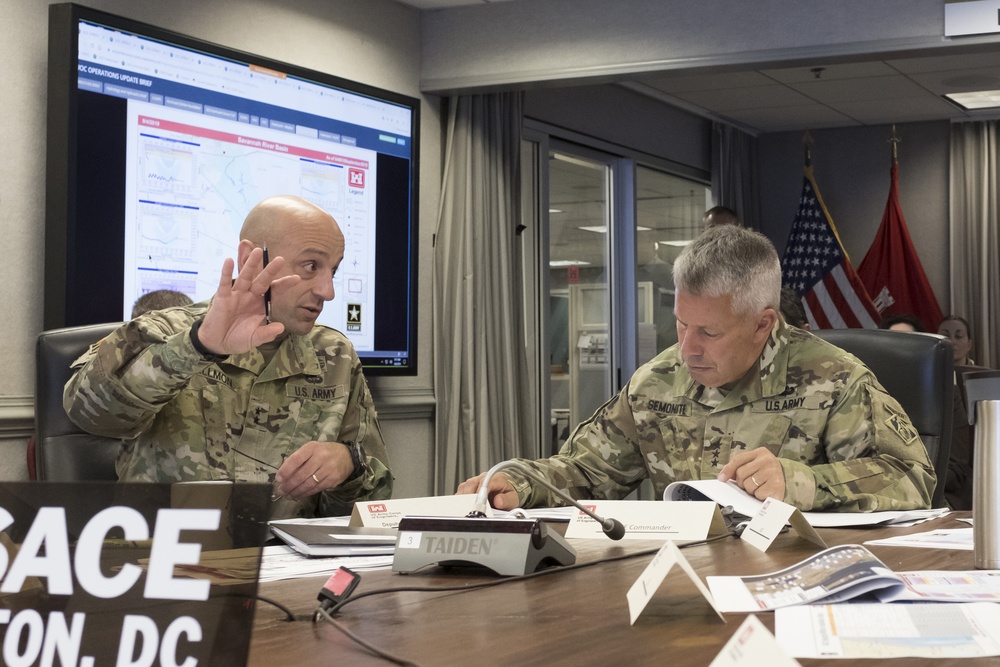 USACE leadership reviews latest information on Dorian