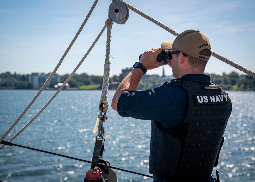 USS Gridley Departs New York