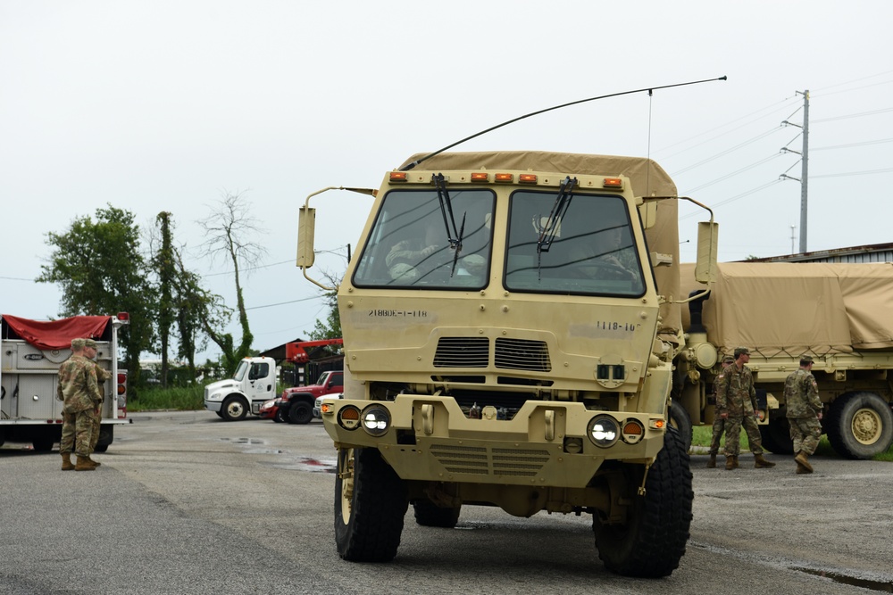 South Carolina National Guard stages LMTVs to assist Charleston Fire Department