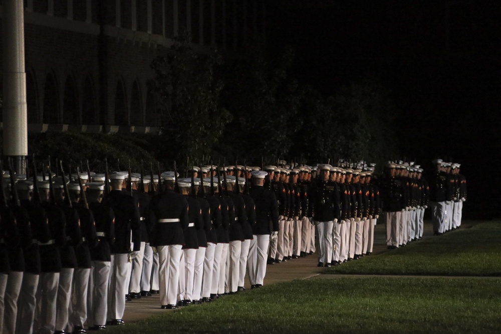 Marines march in Friday Evening Parade