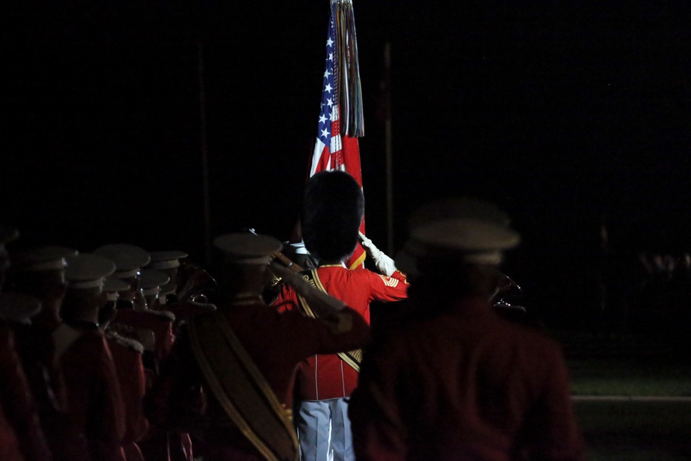 Marines march in Friday Evening Parade