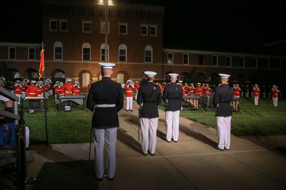 Marines march in Friday Evening Parade