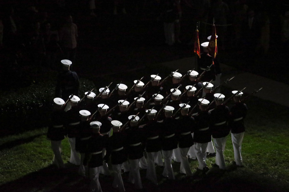 Marines march in Friday Evening Parade