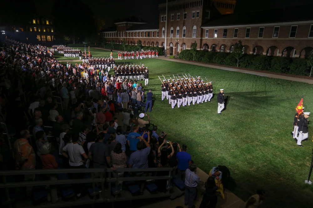 Marines march in Friday Evening Parade