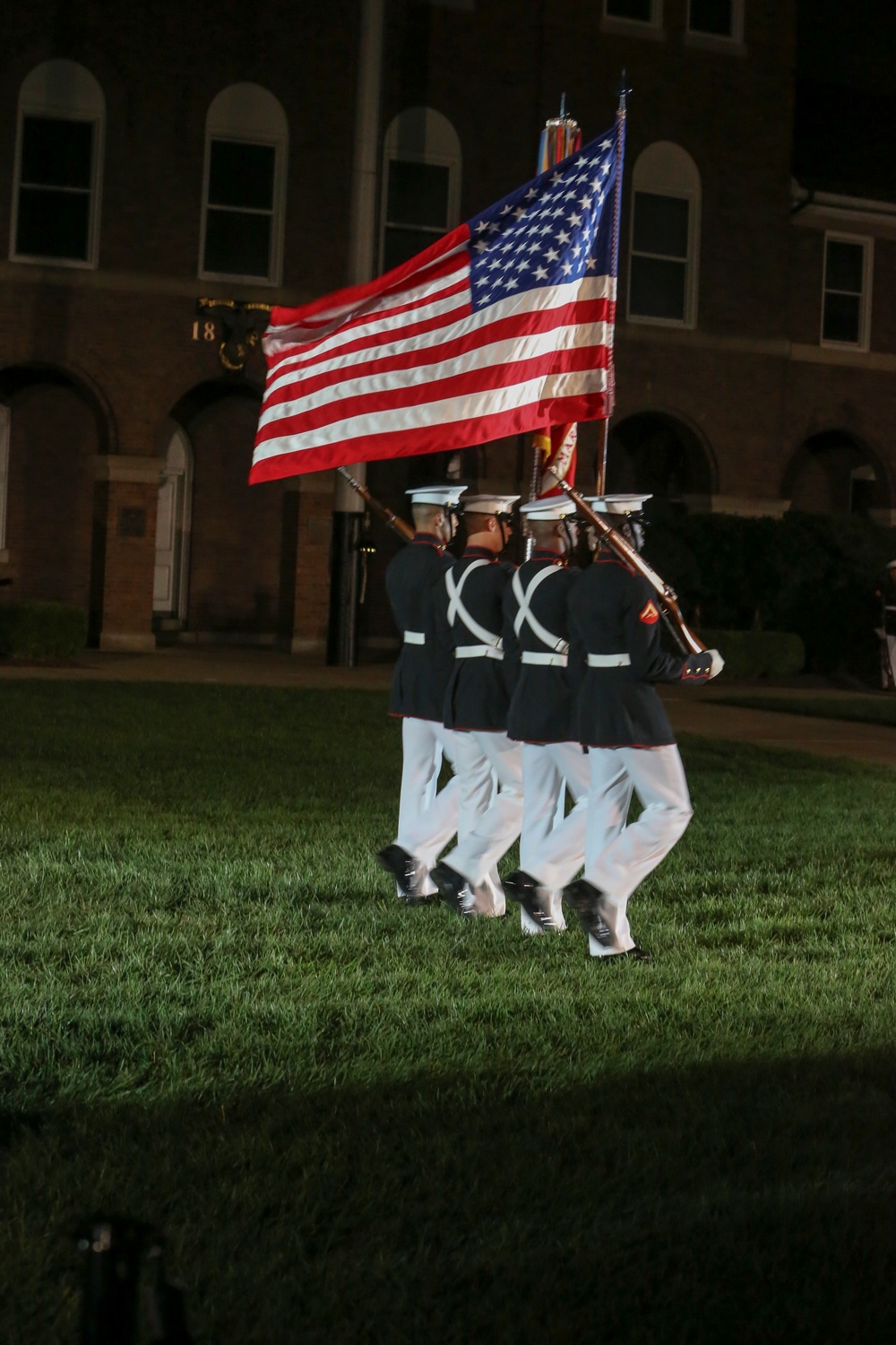 Marines march in Friday Evening Parade