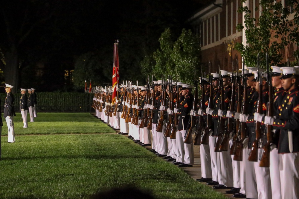 Marines march in Friday Evening Parade