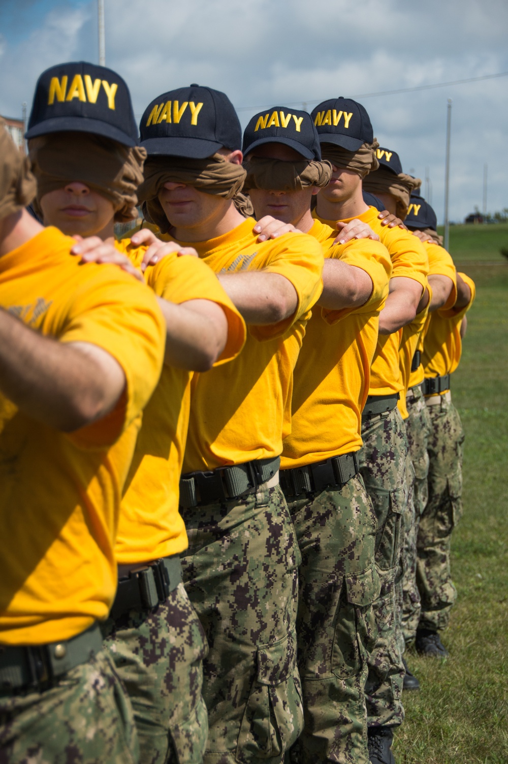 190904-N-TE695-0017 NEWPORT, R.I. (Sept. 4, 2019) -- Officer Candidate School (OCS) class 17-19 here at Officer Training Command, Newport, Rhode Island, (OTCN) conduct battle station drills on Sept. 4, 2019.