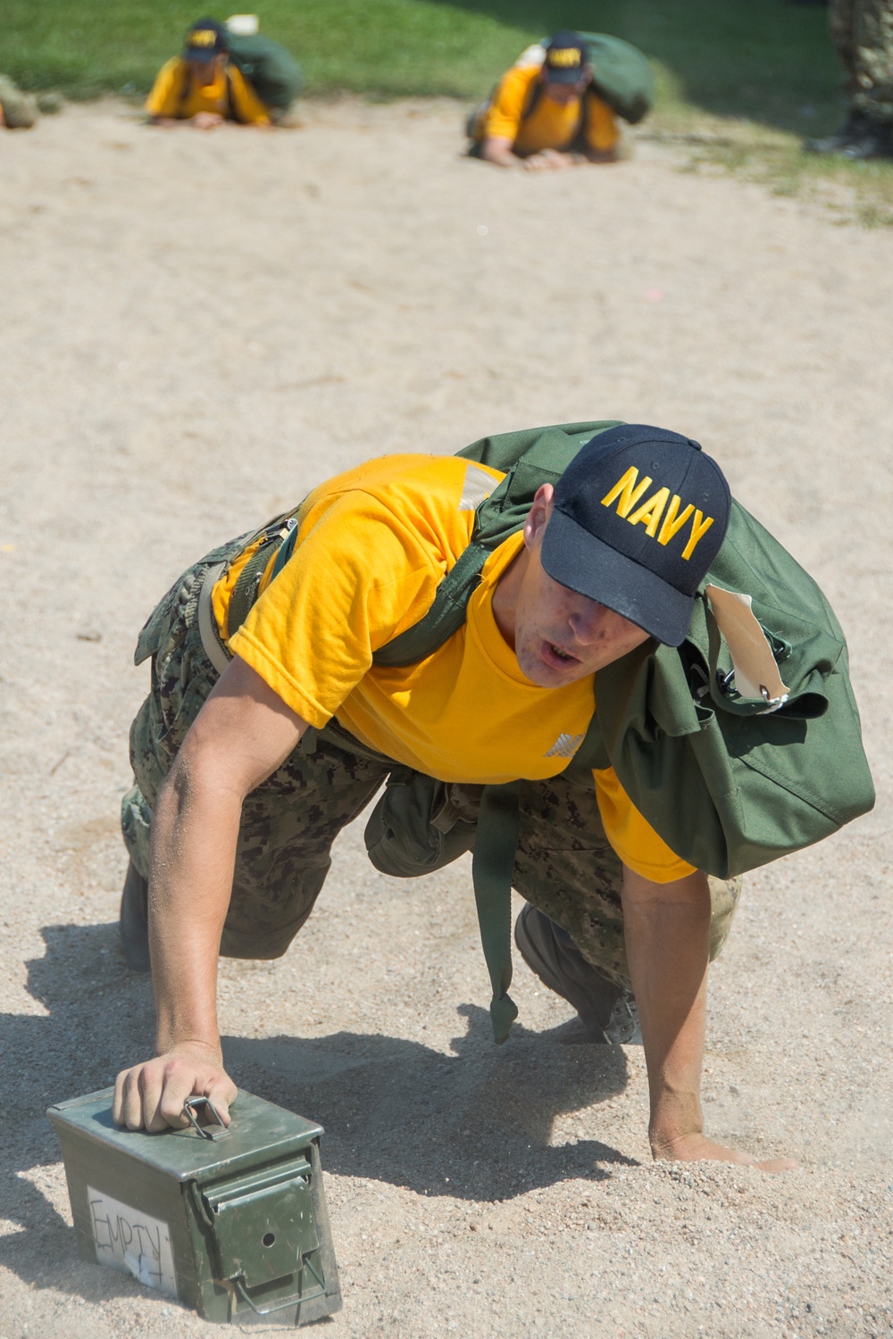 190904-N-TE695-0020 NEWPORT, R.I. (Sept. 4, 2019) -- Officer Candidate School (OCS) class 17-19 here at Officer Training Command, Newport, Rhode Island, (OTCN) conduct battle station drills on Sept. 4, 2019.