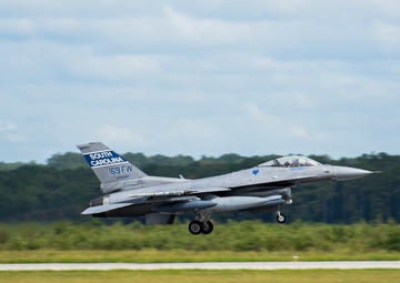 South Carolina Air National Guard F-16 fighter jets evacuate ahead of Hurricane Dorian