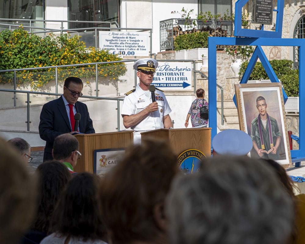 USS MOUNT WHITNEY HOLDS MEMORIAL SERVICE FOR CHAPLAIN LT. VINCENT CAPODANNO IN GAETA, ITALY