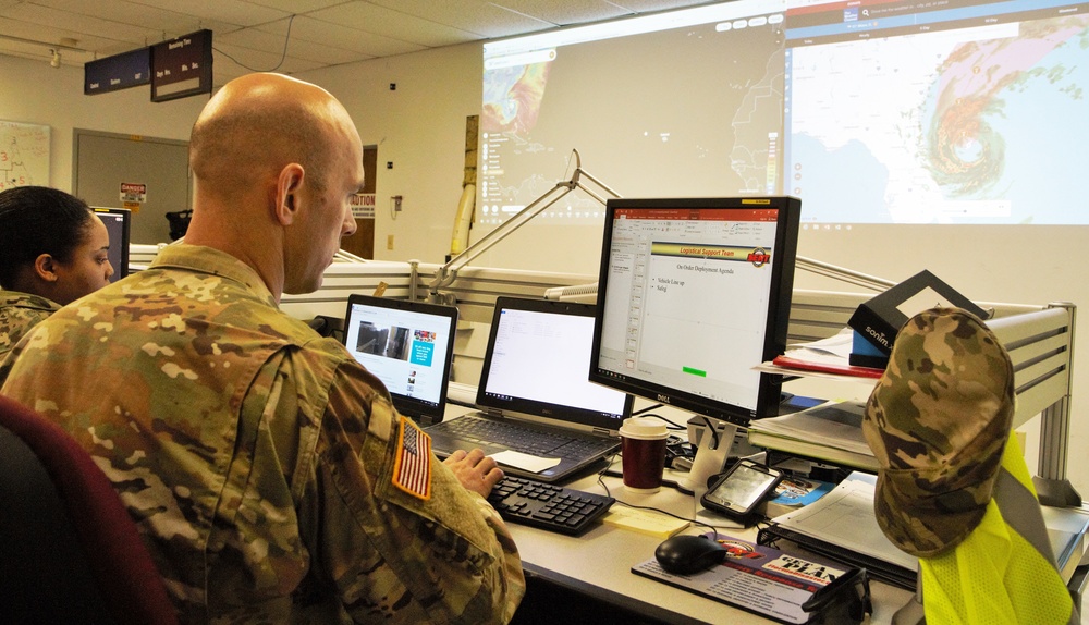 Florida Guard Soldiers Coordinate Logistics Support During Hurricane Dorian Operations