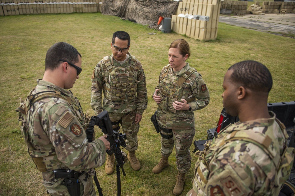 100th ARW Commander and Command Chief participate in 100th SFS training