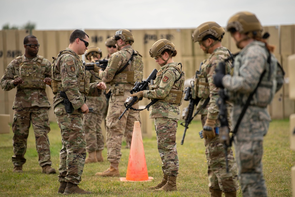 100th ARW Commander and Command Chief participate in 100th SFS training