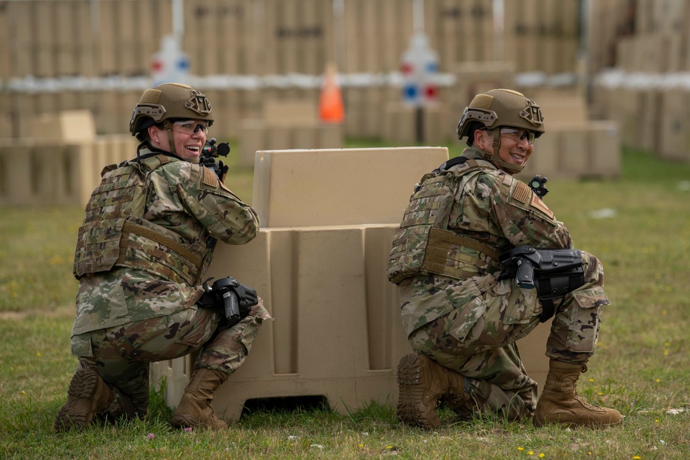 100th ARW Commander and Command Chief participate in 100th SFS training