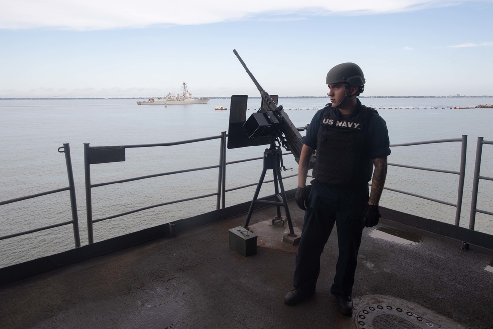 U.S. Sailor stands watch