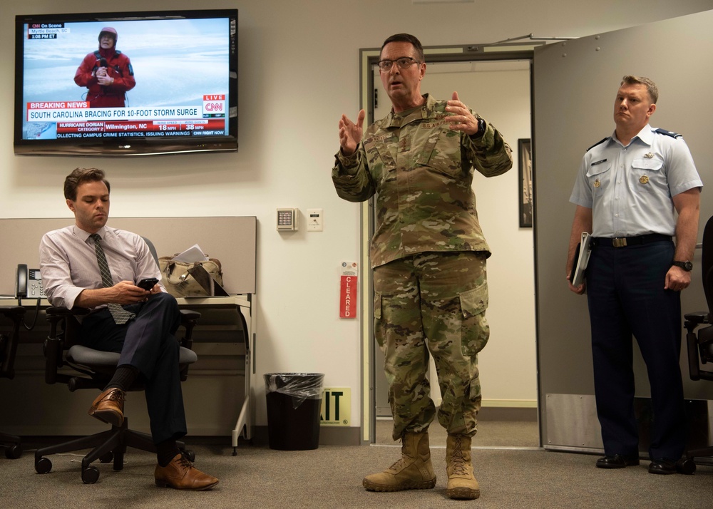 Air Force Gen. Joseph L. Lengyel answers questions about the Hurricane Dorian response