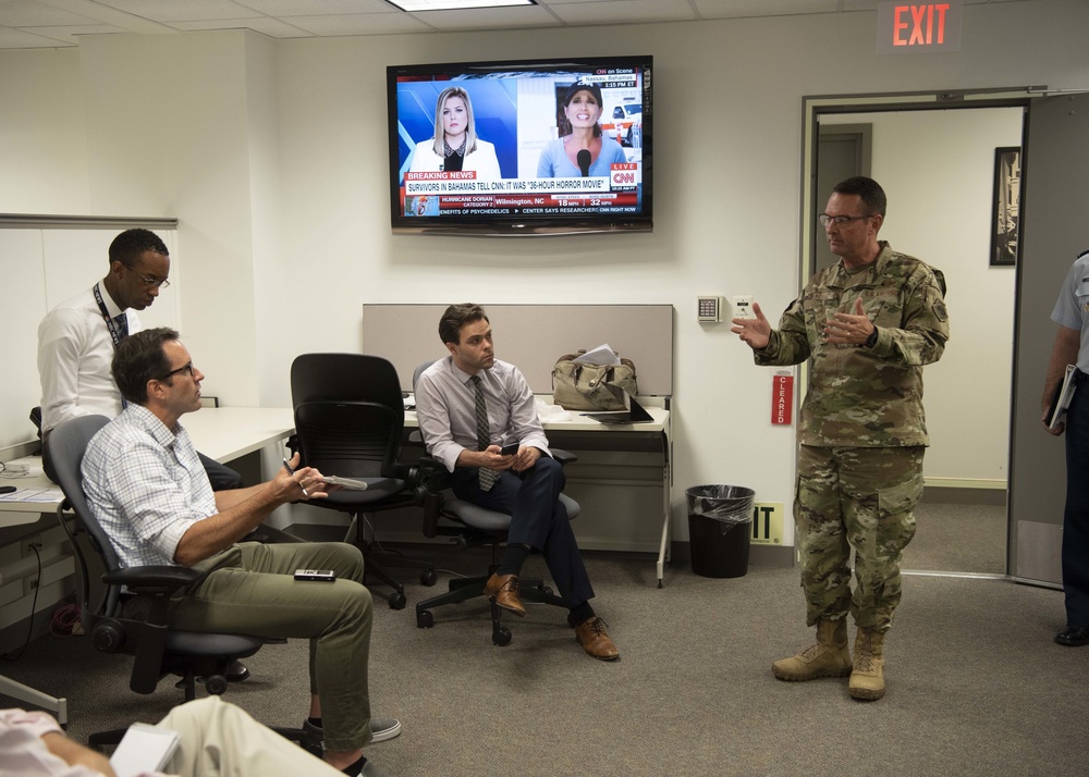 Air Force Gen. Joseph L. Lengyel answers questions about the Hurricane Dorian response