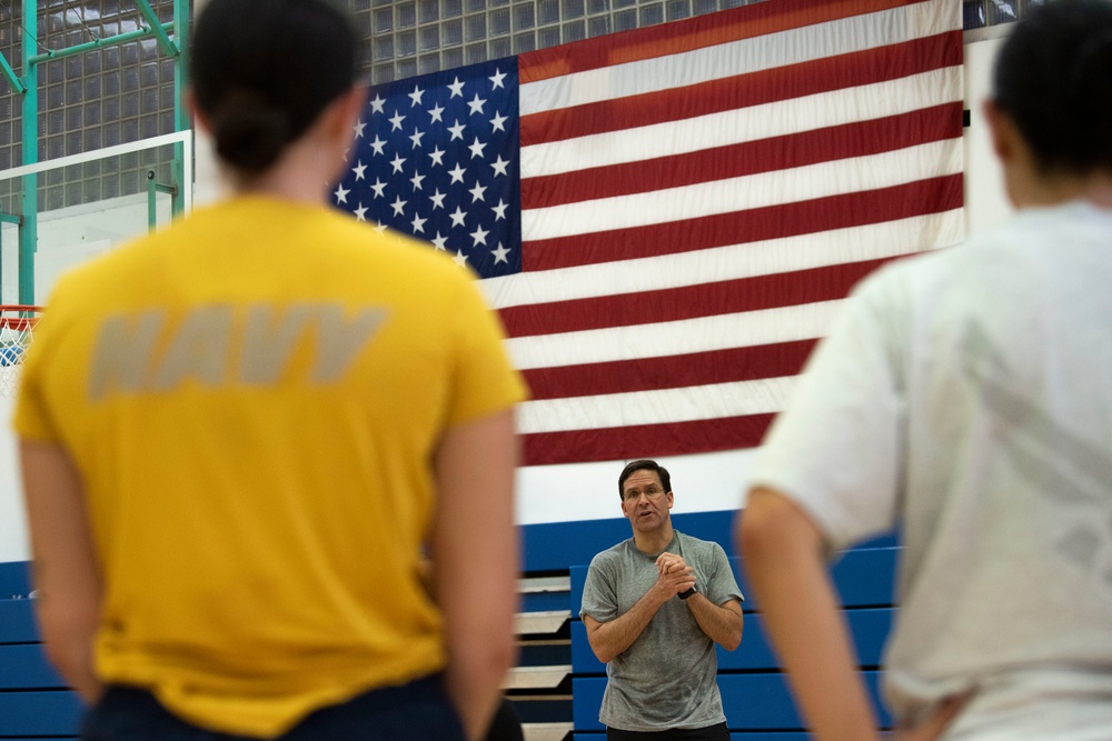 Secretary Esper Works Out With Troops in Stuttgart