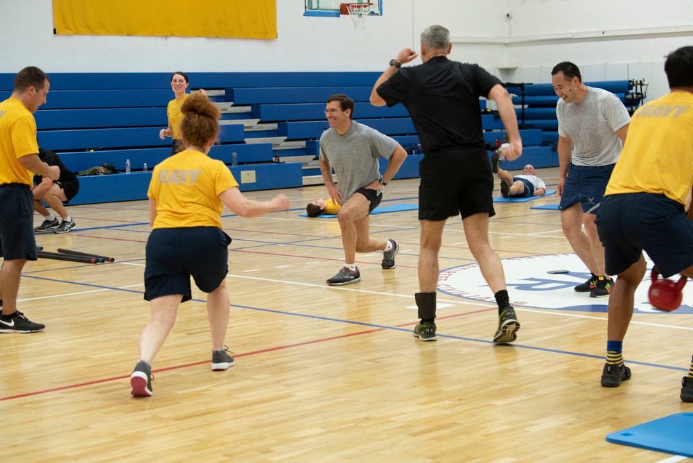 Secretary Esper Works Out With Troops in Stuttgart